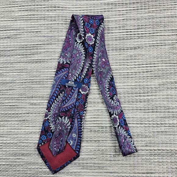 Stafford Mens 100% Silk Neck Tie Multicolor Paisley - Picture 2 of 8